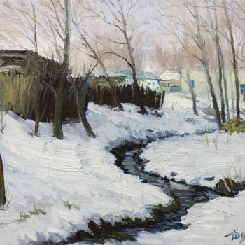 Pintura titulada "In February" por Yuriy Demiyanov, Obra de arte original, Oleo Montado en Bastidor de camilla de madera