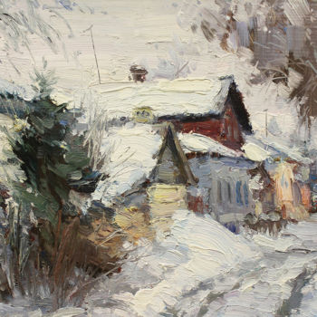 Картина под названием "House with mezzanine" - Yuriy Demiyanov, Подлинное произведение искусства, Масло Установлен на Деревя…