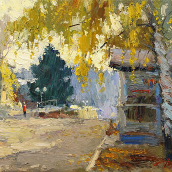 Pittura intitolato "Quiet autumn" da Yuriy Demiyanov, Opera d'arte originale, Olio Montato su Telaio per barella in legno