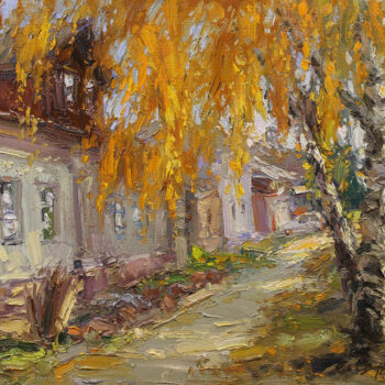 Peinture intitulée "Золотые листья" par Yuriy Demiyanov, Œuvre d'art originale, Huile Monté sur Châssis en bois