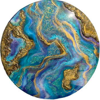 「"Opal" epoxy art on…」というタイトルの絵画 Alexandra Dobreikinによって, オリジナルのアートワーク, 樹脂 その他の剛性パネルにマウント