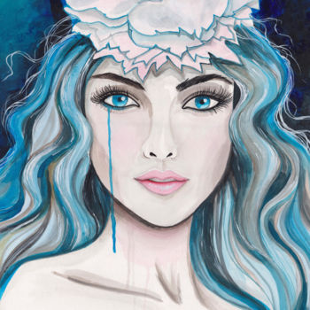 「"Lady in blue" acry…」というタイトルの絵画 Alexandra Dobreikinによって, オリジナルのアートワーク, アクリル