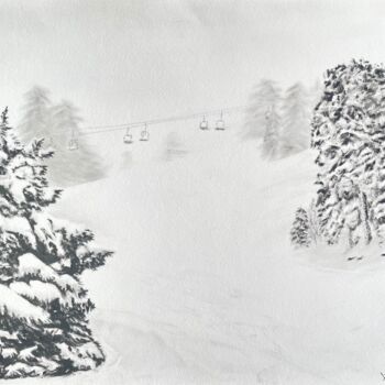 Pintura titulada "Snow in Troodos. Cy…" por Yury Peshkov, Obra de arte original, Oleo