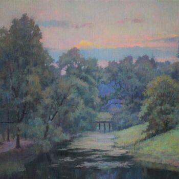 Pittura intitolato "Evening freshness a…" da Yury Sapozhnikov, Opera d'arte originale, Olio