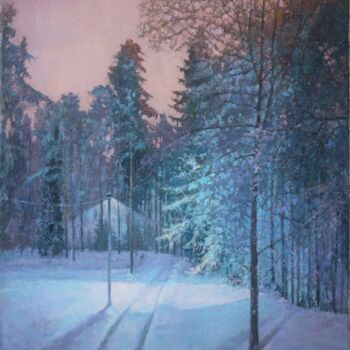 Painting titled "the long road" by Yury Sapozhnikov, Original Artwork, Oil