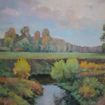 Painting titled "Autumn silence" by Yury Sapozhnikov, Original Artwork, Oil