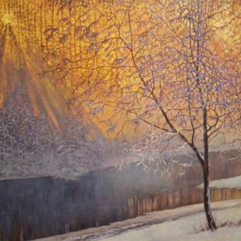 Pintura intitulada "The first rays" por Yury Sapozhnikov, Obras de arte originais, Óleo