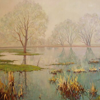 Painting titled "Раннее утро" by Yury Sapozhnikov, Original Artwork, Oil