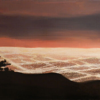 Painting titled "Night L. A." by Yury Smirnov, Original Artwork, Oil Mounted on Wood Stretcher frame