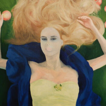 Peinture intitulée "Victoria and apples" par Yury Smirnov, Œuvre d'art originale, Huile Monté sur Châssis en bois
