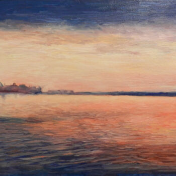 Painting titled "Sunset" by Yury Smirnov, Original Artwork, Oil
