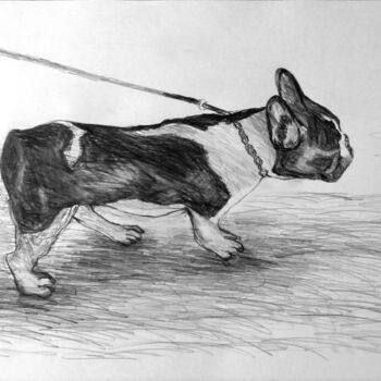 Dibujo titulada "French Bulldog" por Yury Smirnov, Obra de arte original, Grafito
