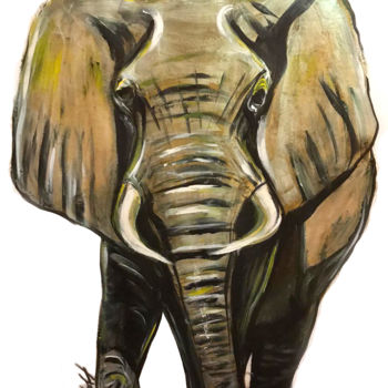 Painting titled "elephant" by Yousef Alimohammadi, Original Artwork, Acrylic