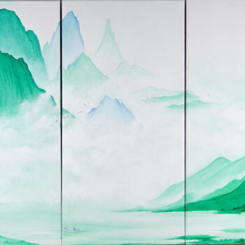 Painting titled "Landscapes" by Yuxiang Liu, Original Artwork, Acrylic