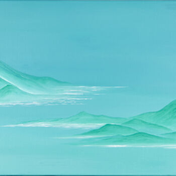 Pittura intitolato "blue mountains" da Yuxiang Liu, Opera d'arte originale, Acrilico