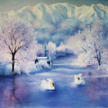 Painting titled "QIETUDE  HIVERNALE" by Yva Arvis, Original Artwork, Pastel