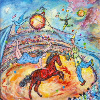 Pittura intitolato "Soir de cirque I" da Yvan Philmer, Opera d'arte originale, Olio