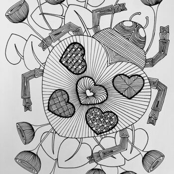 Drawing titled "Ladybug" by Yvart, Original Artwork, Ink
