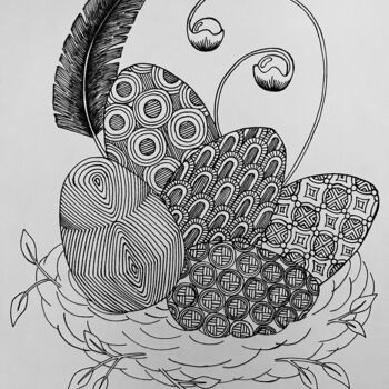 Tekening getiteld "Easter Eggs" door Yvart, Origineel Kunstwerk, Inkt