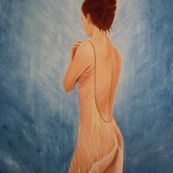 Painting titled "Après le bain" by Yveline Corbard, Original Artwork, Oil