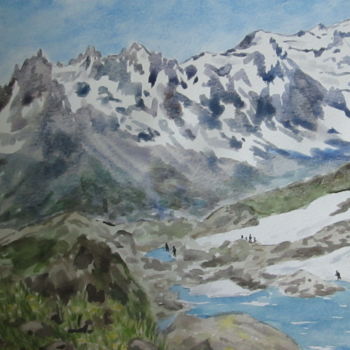 Peinture intitulée "Le lac blanc" par Yveline Corbard, Œuvre d'art originale, Aquarelle