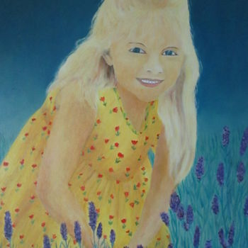Pittura intitolato "La petite fille à l…" da Yveline Corbard, Opera d'arte originale, Olio