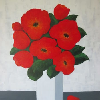 Картина под названием "Eclat rouge" - Yveline Corbard, Подлинное произведение искусства, Акрил