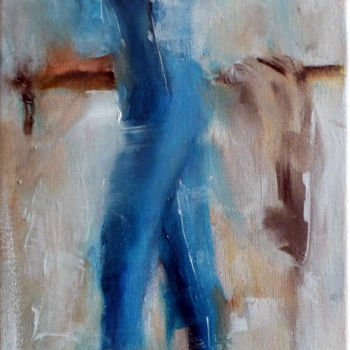 Pittura intitolato "sensation turquoise" da Yveline Javer, Opera d'arte originale, Olio