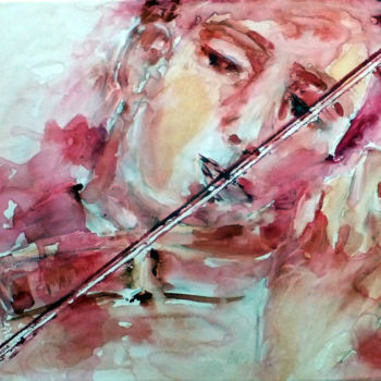 Painting titled "concerto" by Yveline Javer, Original Artwork, Watercolor