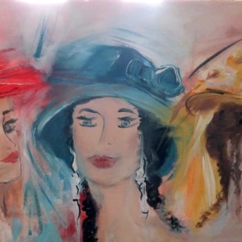绘画 标题为“Têtes à chapeaux” 由Yveline Javer, 原创艺术品, 油