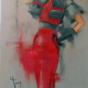 Картина под названием "Défilé de mode" - Yveline Javer, Подлинное произведение искусства, Масло