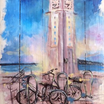 Painting titled "L'horloge des Sable…" by Yveline Javer, Original Artwork, Oil