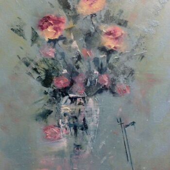 Painting titled "Bouquet magique" by Yveline Javer, Original Artwork, Oil