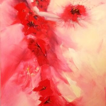 Painting titled "La femme coquelicot" by Yveline Javer, Original Artwork, Oil