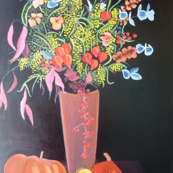 Peinture intitulée "BOUQUET DE FLEURS" par Yveline Roux, Œuvre d'art originale, Huile