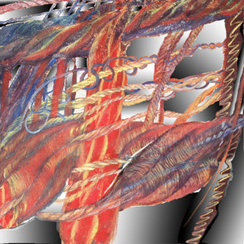 Arte digitale intitolato "cordes rouges" da Yveline Tainmont, Opera d'arte originale, Pittura digitale
