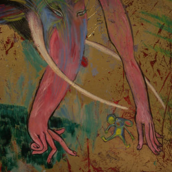 Pintura titulada "comme tu es petite" por Yveline Tainmont, Obra de arte original, Acrílico Montado en Bastidor de camilla d…