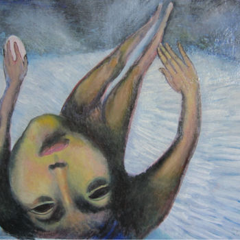Картина под названием "ange cosmique" - Yveline Tainmont, Подлинное произведение искусства, Масло Установлен на Деревянная р…