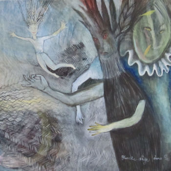 Peinture intitulée "Blanche-Neige" par Yveline Tainmont, Œuvre d'art originale, Huile Monté sur Châssis en bois