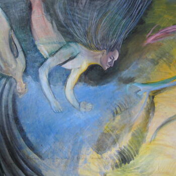 Pittura intitolato "descendants du ciel" da Yveline Tainmont, Opera d'arte originale, Olio