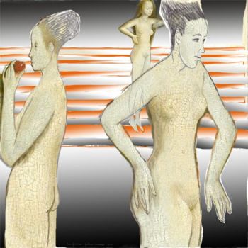 Digital Arts titled "3 femmes" by Yveline Tainmont, Original Artwork, Digital Painting