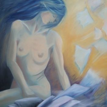 Painting titled "Le Livre" by Yvelise Ponche, Original Artwork, Oil