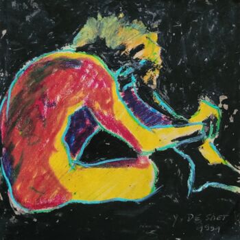 Рисунок под названием "Étude 1" - Yves De Smet, Подлинное произведение искусства, Пастель