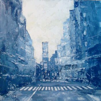 Painting titled "Time-Square-70x70-cm" by Yves Lac, Original Artwork