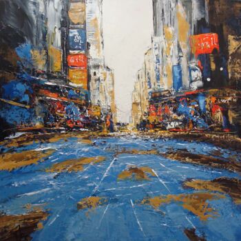 Painting titled "New York 100x100 cm" by Yves Lac, Original Artwork