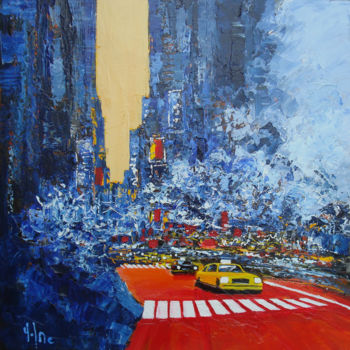 Painting titled "New York-80x80.cm" by Yves Lac, Original Artwork, Oil