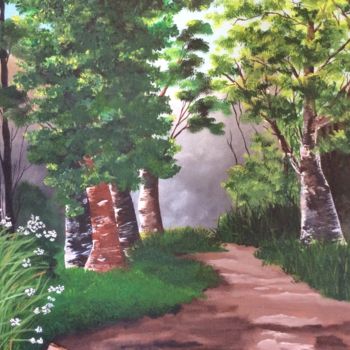 Painting titled "Foret paisible" by Mireille L, Original Artwork, Acrylic