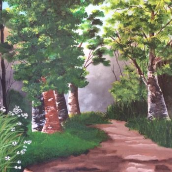 Pintura titulada "Foret paisible" por Mireille L, Obra de arte original, Acrílico