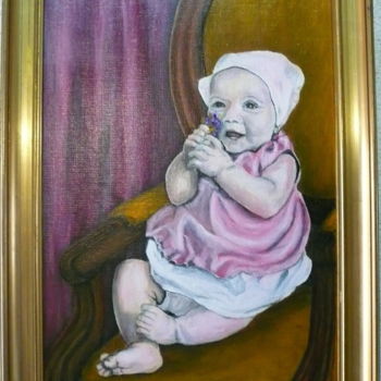 Картина под названием "Heureux bébé" - Yves Le Mauff, Подлинное произведение искусства, Масло