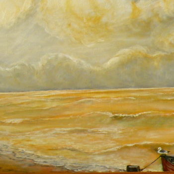 Painting titled "Mer du matin" by Yves Le Mauff, Original Artwork, Oil